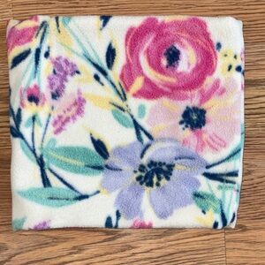 Floral Print Fleece Neck Warmer in White, Pink and Purple